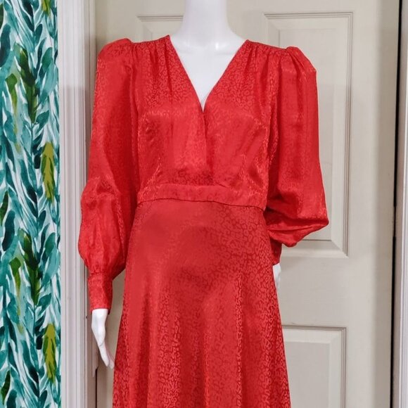 Ronny Kobo Wrap Boho 80s Glam Whimsy Estelle Asymmetric Satin-Jacquard Dress L - Picture 8 of 14